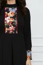 Rochie Moze neagra cu imprimeu floral pe bust