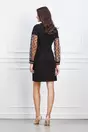 Rochie Moze neagra cu maneci din tull cu buline catifelate