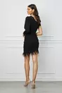 Rochie Moze neagra cu pene la baza si lungime asimetrica