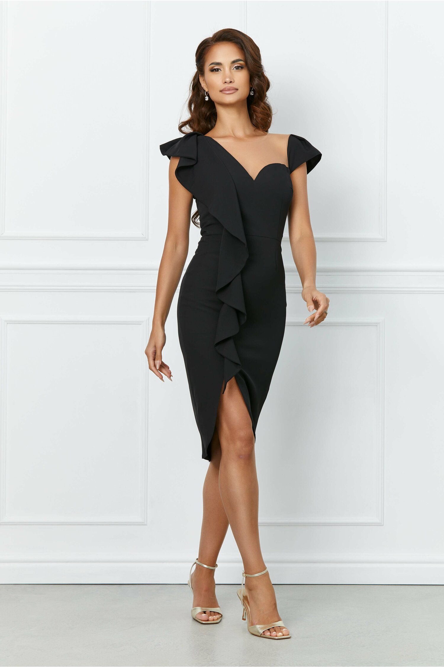 Rochie Moze neagra cu volan