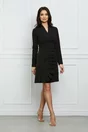 Rochie Moze neagra cu volan pe fusta si aspect petrecut