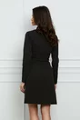 Rochie Moze neagra cu volan pe fusta si aspect petrecut