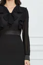 Rochie Moze neagra cu volane la bust