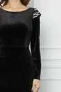 Rochie Moze neagra din catifea cu glitter la umeri