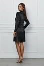Rochie Moze neagra satinata cu insertii din catifea