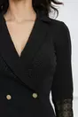 Rochie Moze neagra tip sacou cu dantela la maneci