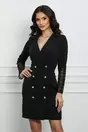 Rochie Moze neagra tip sacou cu dantela la maneci