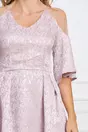 Rochie Moze roz din brocard cu tull la umeri