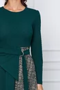 Rochie Moze verde cu aplicatie tip peplum in talie si cordon