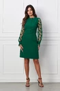 Rochie Moze verde cu maneci din tulle cu buline