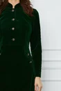 Rochie Moze verde din catifea cu nasturi la bust