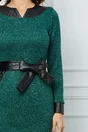 Rochie Moze verde din tricot cu insertii din piele ecologica
