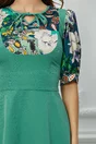 Rochie Moze verde mint cu imprimeu floral pe maneci si bust