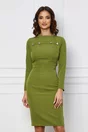 Rochie Moze verde olive cu nasturi decorativi la bust