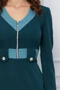 Rochie Moze verde petrol cu detalii turcoaz
