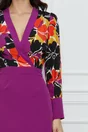 Rochie Moze violet cu imprimeuri orange la bust