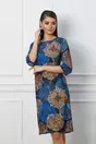 Rochie Natalia albastra cu imprimeu galben