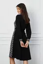 Rochie Moze neagra cu carouri gri si cordon in talie