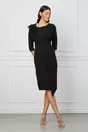 Rochie neagra cu aplicatie florala maxi pe umar