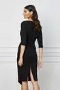 Rochie neagra cu aplicatie florala maxi pe umar