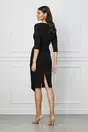 Rochie neagra cu aplicatie florala maxi pe umar