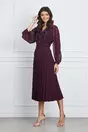 Rochie Nicolle mov cu broderie pe bust si curea in talie