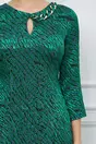 Rochie Ofelia verde cu imprimeuri gri