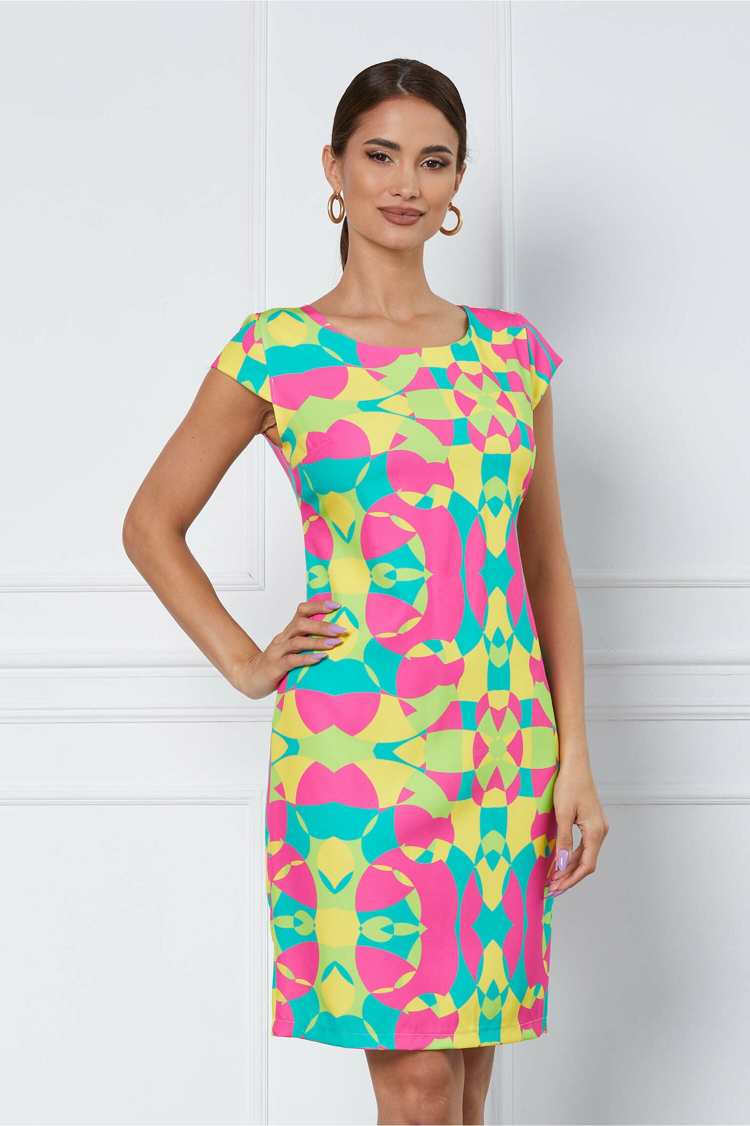 Rochie cu imprimeu multicolor