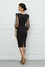Rochie Otilia neagra din neopren cu strasuri si curea in talie