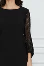 Rochie Ramona neagra cu glitter pe maneci