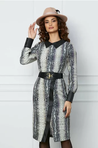 Rochie Rina cu print snake si curea