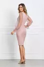 Rochie roz cu buline catifelate pe maneci