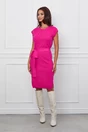 Rochie Sabrina fucsia din tricot fara maneci cu cordon in talie