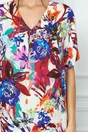 Rochie Sara alba cu imprimeu floral colorat