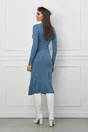 Rochie Selena albastra din tricot cu model in relief