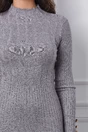 Rochie Selena gri din tricot cu model in relief