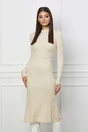 Rochie Selena ivory din tricot cu model in relief
