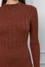 Rochie Selena maro din tricot cu model in relief