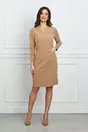 Rochie Simona bej din velur cu buzunare