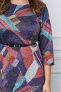 Rochie Sorana cu imprimeu multicolor si curea in talie