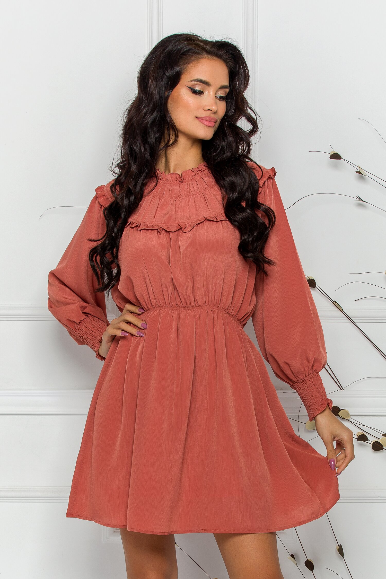 Rochie Sore roz coniac vaporoasa de vara