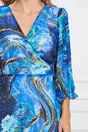 Rochie Tora petrecuta albastra cu imprimeu galben