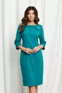 Rochie Valeria turcoaz cu guler si accesoriu