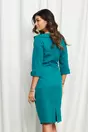 Rochie Valeria turcoaz cu guler si accesoriu