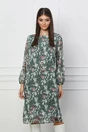Rochie Valeria verde mint cu imprimeuri si accesoriu