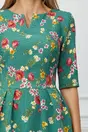Rochie Vera verde cu flori roz