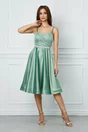 Rochie eleganta din tafta verde cu aplicatie in talie