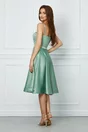 Rochie eleganta din tafta verde cu aplicatie in talie