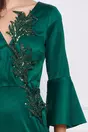 Rochie verde cu broderie din margele si paiete