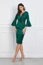 Rochie verde cu broderie din margele si paiete